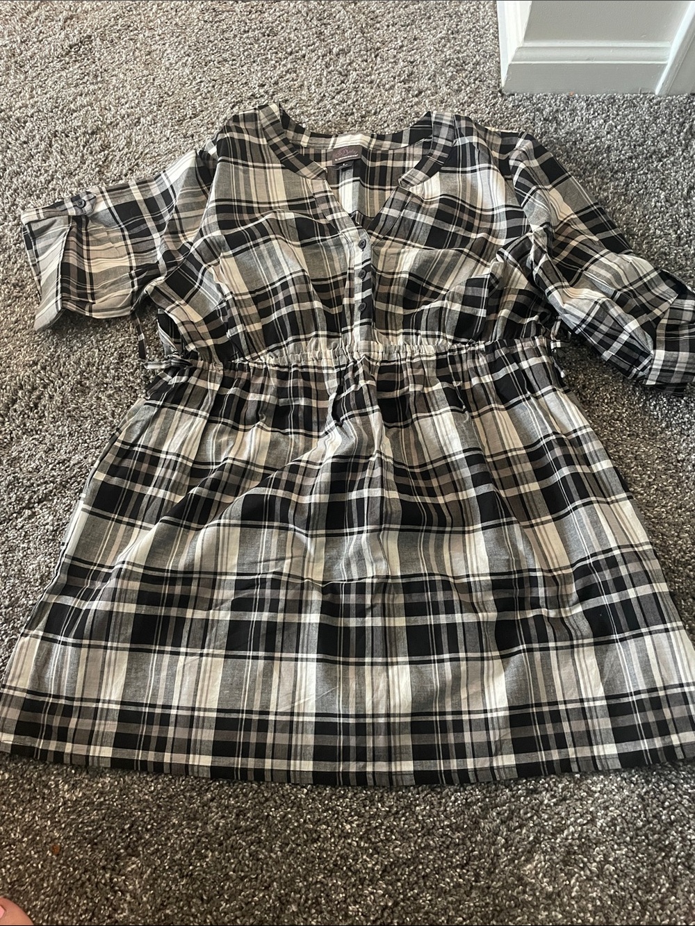 Motherhood Black & White Plaid Casual Tunic